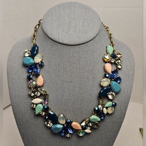 [J. CREW] Mixed Shades of Blue Stones ○● Crystal Statement Necklace